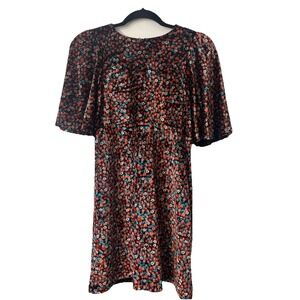 Zara Boho ‎ floral print velvet A-line silhouette short dress Size S